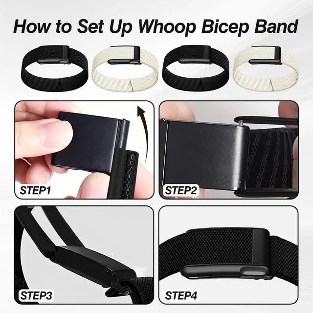 Alt view image 6 of 7 - Bicep Band Compatible with Whoop 5.0 One/Peak & Life (MGECG) - Breathable, Quick-Dry Comfortable Adjustable Nylon Arm Strap for Workout & Activity Tracking