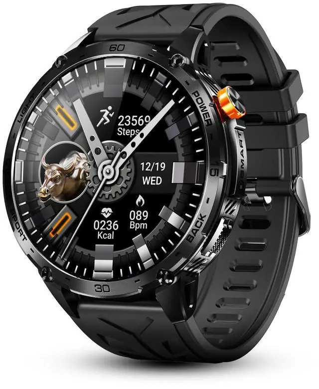 Main image of Alpha Smartwatch for Men, Big Face Tactical Smart Watch, Large AMOLED Display, 720mAh 21-Day Battery, Built-in Flashlight, Bluetooth Calling, IP68 Water Resistant, for Android iPhone