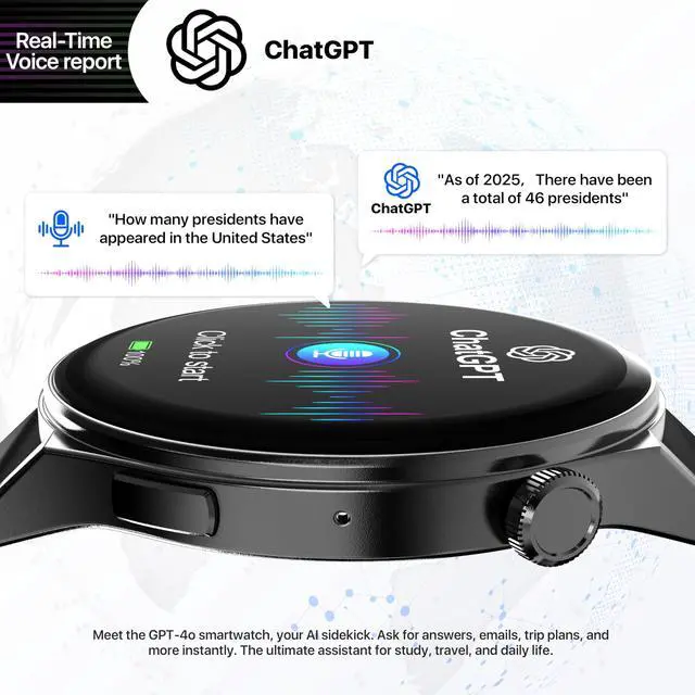 Alt view image 2 of 7 - AI Chatgpt,Smart Watch for Woman,Translator Watch,Fitness Tracker with Heart Rate & Sleep Monitor,Answer/Make Call,AMOLED Touchsreen, Watch for iPhone/Samsung/Android,50+Sport Modes,3ATM Waterproof
