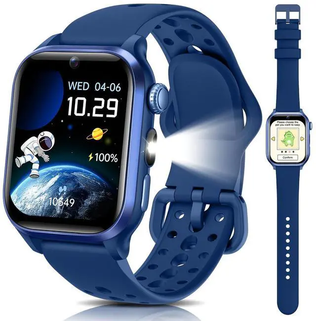 Main image of Kids Smart Watch No APP, 1.52" Smart Watch Fitness Trackers (Blue) | Camera,Puzzle Games,Heart Rate, Sleep Monitor,Music Player,Pedometer, for Girls Boys Teens 3-12