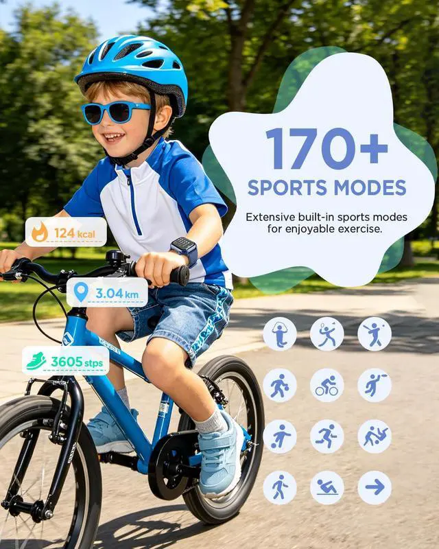 Alt view image 2 of 7 - Kids Smart Watch No APP, 1.52" Smart Watch Fitness Trackers (Blue) | Camera,Puzzle Games,Heart Rate, Sleep Monitor,Music Player,Pedometer, for Girls Boys Teens 3-12
