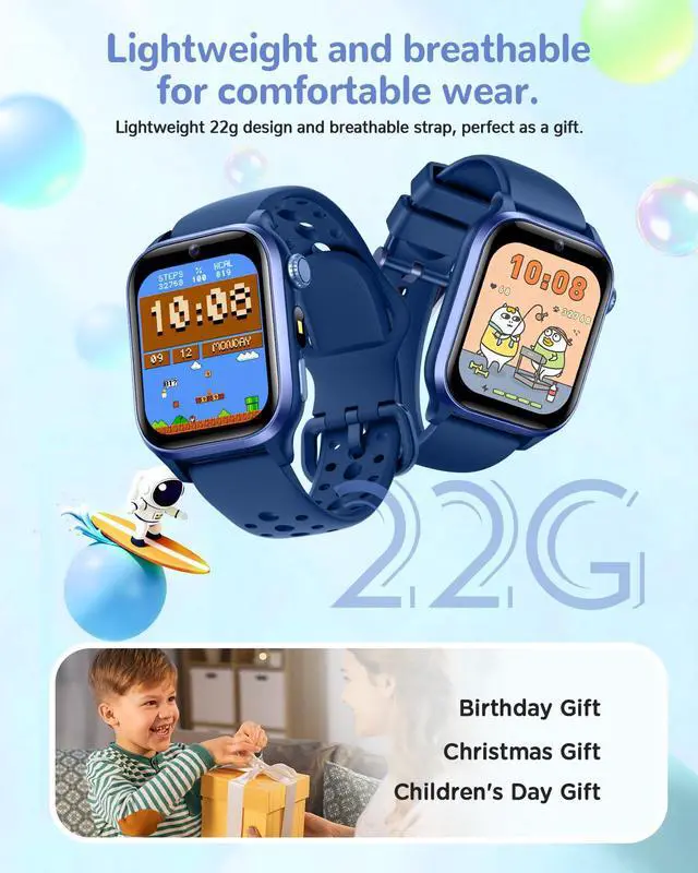 Alt view image 7 of 7 - Kids Smart Watch No APP, 1.52" Smart Watch Fitness Trackers (Blue) | Camera,Puzzle Games,Heart Rate, Sleep Monitor,Music Player,Pedometer, for Girls Boys Teens 3-12