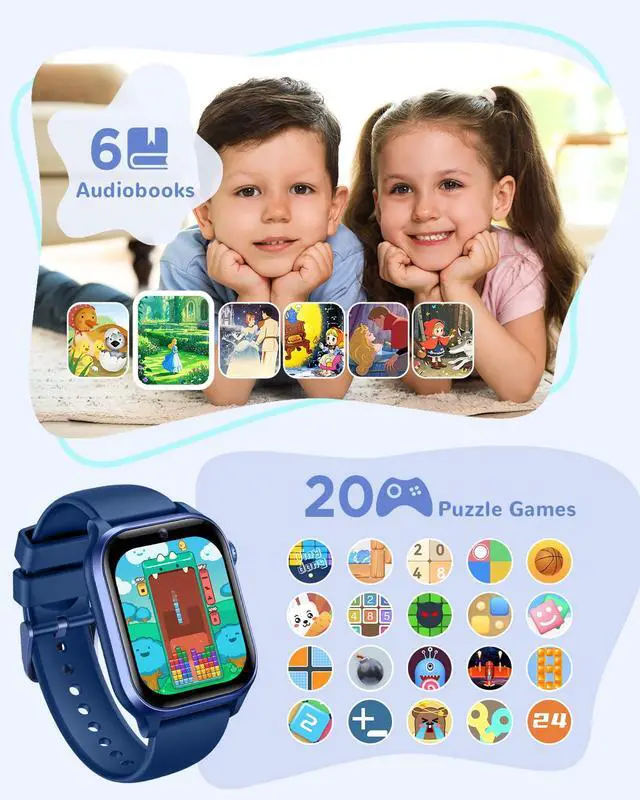 Alt view image 3 of 7 - Kids Smart Watch No APP, 1.52" Smart Watch Fitness Trackers (Blue) | Camera,Puzzle Games,Heart Rate, Sleep Monitor,Music Player,Pedometer, for Girls Boys Teens 3-12