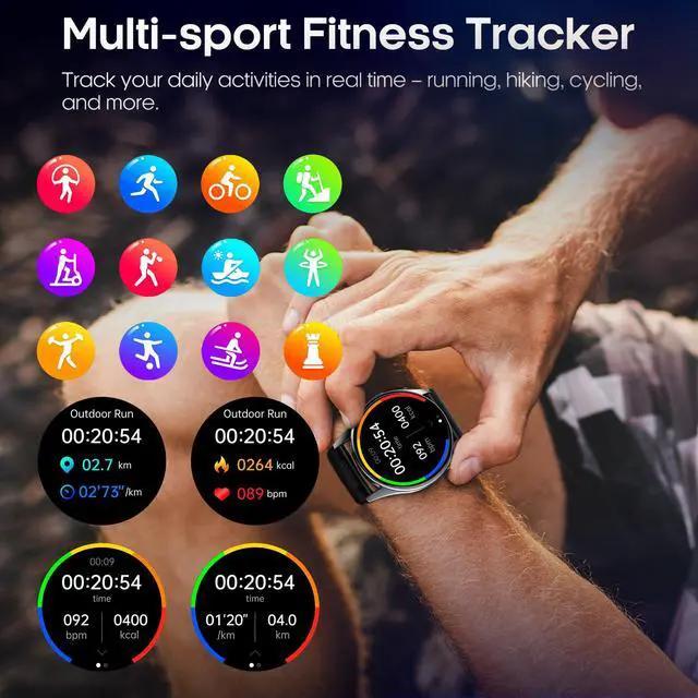 Alt view image 5 of 7 - Blood Pressure Smart Watch with Air Pump and Air Cuff, 1.56'' AMOLED Bluetooth Call Fitness Tracker, 24/7 Heart Rate Monitor Blood Oxygen Temperature Sleep Tracker for Android/iOS
