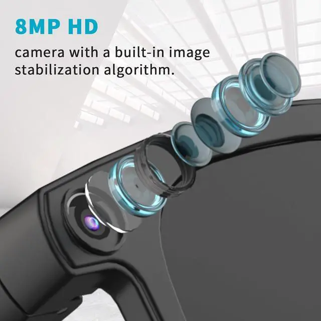 Alt view image 2 of 7 - AI Smart Glasses with Camera, 8MP HD Camera Glasses for Men, Women, AI Recording Glasses with Voice Assistant, Open-Ear Audio, Real-Time Translation, Video Recording Sunglasses for Life & Travel