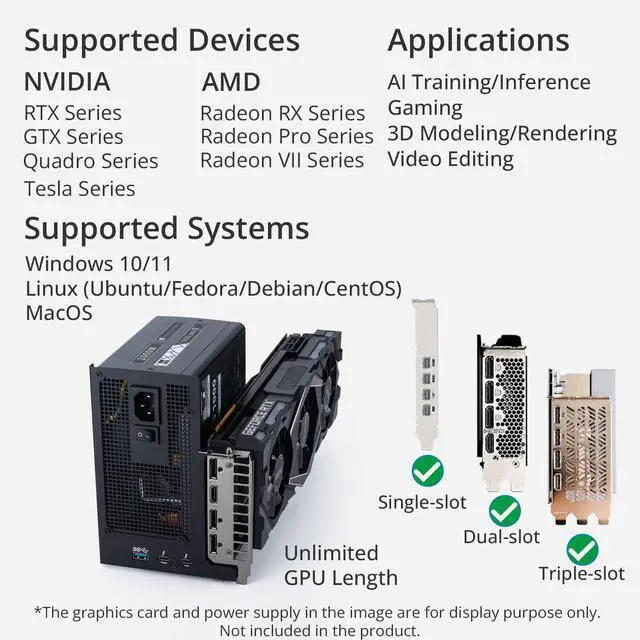 Alt view image 2 of 6 - ANQ-L336 Mini eGPU Enclosure 40Gbps Thunderbolt3/4 USB4 for Laptop Compatible with Win/Linux/MacOS/ROG Ally X/Claw 8, PCIe External GPU Dock with PD 85W, Support NVIDIA/AMD, DC/ATX/SFX/Flex
