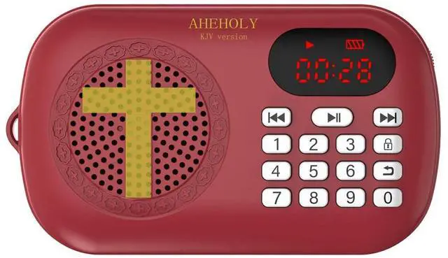 Main image of KJV Audio Bible Player, Portable Full Bible for Seniors, Red | Complete Old and New Testaments, simple buttons, loud clear audio, rechargeable, and no Wi-Fia Christian gift for families