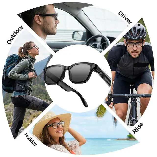 Alt view image 7 of 7 - Ai Smart Glasses with Camera, 4K 8MP HD Photo and Video Recording with Real-Time Translation/Object Recognition/AI Voice Q&A/Recording, Calls and Music, UV & Blue Light Protection, Photochromic lens