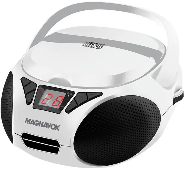 Main image of Portable Top Loading CD Boombox with AM/FM Stereo Radio in Black | CD-R/CD-RW Compatible | LED Display | AUX Port Supported | Programmable CD Player | (White)
