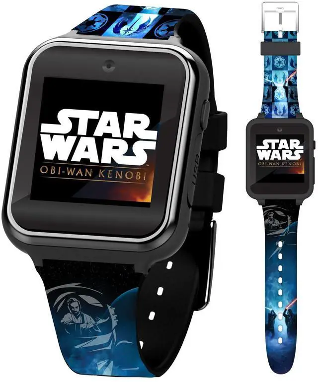 Main image of Star Wars Kids Smartwatch with OBI-Wan Kenobi Design, 10 Clock Faces, Selfie Camera, Voice and Video Recorder, Step Counter, Calculator, Alarm, Fun Games, and 3 Wallpapers Fits Wrists 5.5"-8.0"