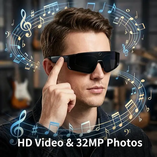Alt view image 4 of 7 - 2026 Upgraded AI Smart Glasses with 4K Camera, 1200P Video, 6-Axis EIS Anti-Shake, ChatGPT Assistant, AI Recognition & Translation, IP54 Waterproof for Cycling, Hiking, Running, Vlogging