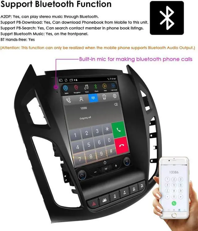 Alt view image 4 of 7 - Android14 Car Radio Upgrade for Frod Transit Connect/Tourneo Connect 2013-2018 10.4 Inch IPS Touch Screen Supports Wireless Carplay/Android Auto,SWC, WLAN/4G, FM 2GB & 64GB Car Tablet