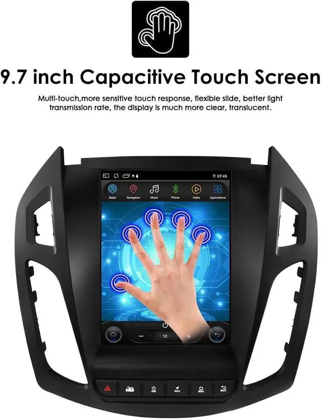 Alt view image 6 of 7 - Android14 Car Radio Upgrade for Frod Transit Connect/Tourneo Connect 2013-2018 10.4 Inch IPS Touch Screen Supports Wireless Carplay/Android Auto,SWC, WLAN/4G, FM 2GB & 64GB Car Tablet