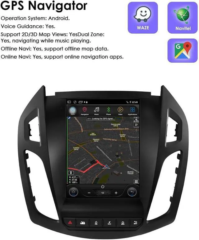 Alt view image 7 of 7 - Android14 Car Radio Upgrade for Frod Transit Connect/Tourneo Connect 2013-2018 10.4 Inch IPS Touch Screen Supports Wireless Carplay/Android Auto,SWC, WLAN/4G, FM 2GB & 64GB Car Tablet