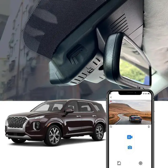 Main image of 4K Dash Cam Suitable for Hyundai Palisade 2020 2021 2022 (Part No#S8000) Limited SE SEL Calligraphy, OEM Look, UHD 2160P Video, Loop Recording, WiFi & APP, G-Sensor, Easy to Set, 64GB Card