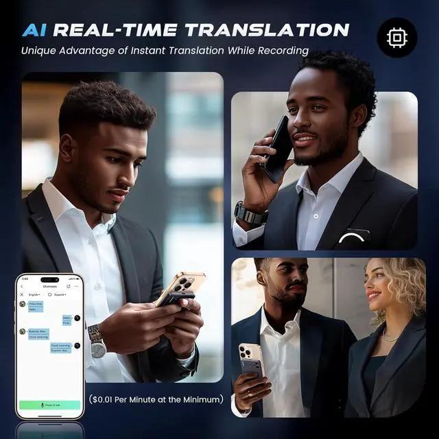 Alt view image 5 of 7 - Bantropolis AI Voice Recorder 64GB, Intelligent Transcription and summarization, Supports 107 Languages, with 3000mAh Magnetic Charging, Suitable for Meetings, lectures, Calls and interviews
