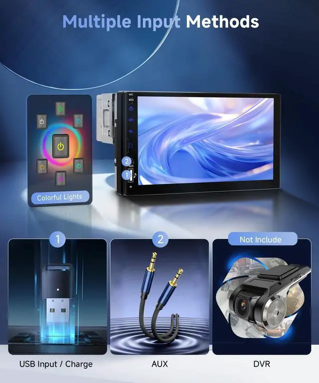 Alt view image 5 of 6 - Single Din Car Radio with Bluetooth iOS/Android Mirror Link, 7 Inch Touch Screen Car Stereo 1 Din with Backup Camera Bluetooth Hands-Free FM Radio USB EQ AUX TF Steering Wheel Control