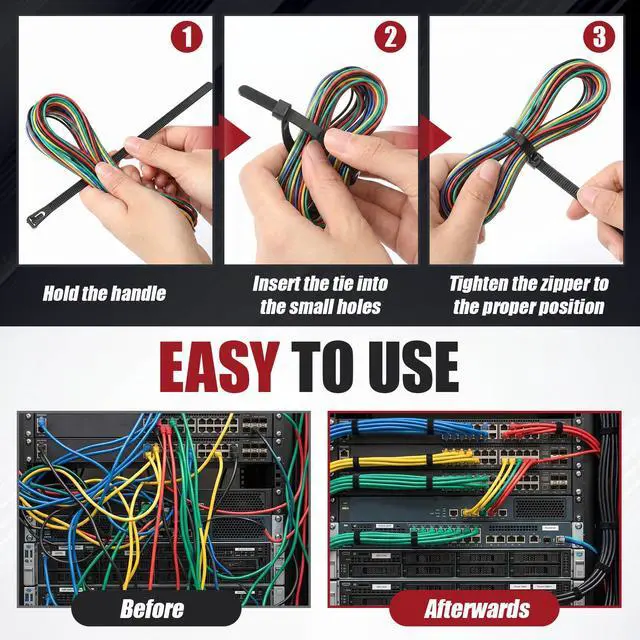 Alt view image 5 of 6 - 500 Pcs 18 Inch Reusable Zip Ties,120 Lbs Tensile Strength Releasable Black Tie Wraps, Wire Ties Removable, Cable Tie Straps, for Cord Management, Garden, Home & Office