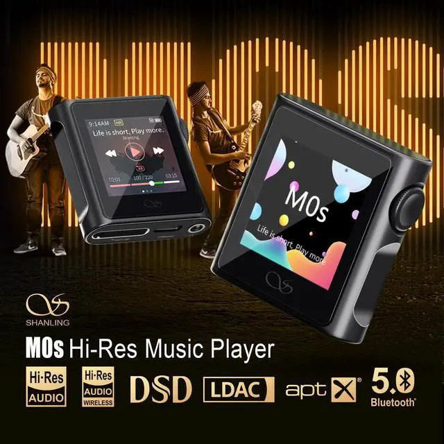 Alt view image 2 of 7 - M0s Hi-Fi Music Player MP3 Players with Bluetooth Lossless Sound Portable Digital Audio Player DAP 1.54 HD Touch Lasts 10 Hrs Bluetooth5.0 3.5mm/Type-C Jack, Black