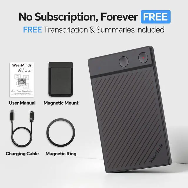 Alt view image 2 of 7 - AI Voice Recorder,NoteCard Voice Recorder,No Subscription,App Control | Real Time Transcribe & Summarize, Multi-Language, Deep AI Analysis for Meetings/Class/Lectures (Deep Gray)