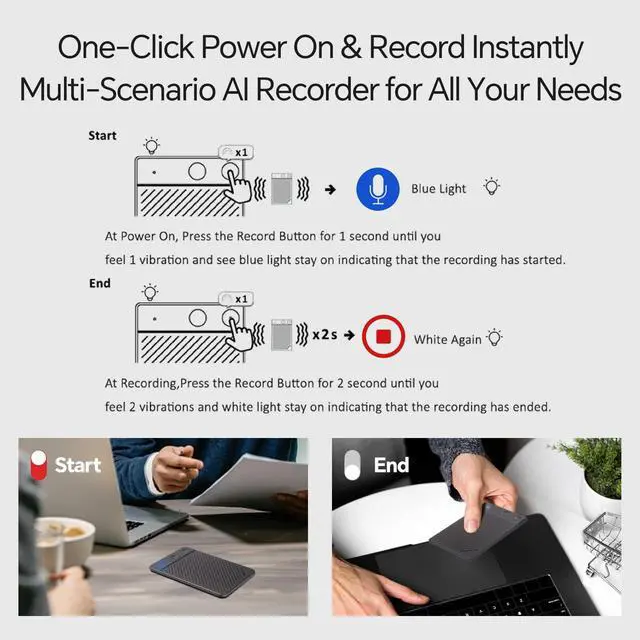 Alt view image 4 of 7 - AI Voice Recorder,NoteCard Voice Recorder,No Subscription,App Control | Real Time Transcribe & Summarize, Multi-Language, Deep AI Analysis for Meetings/Class/Lectures (Deep Gray)