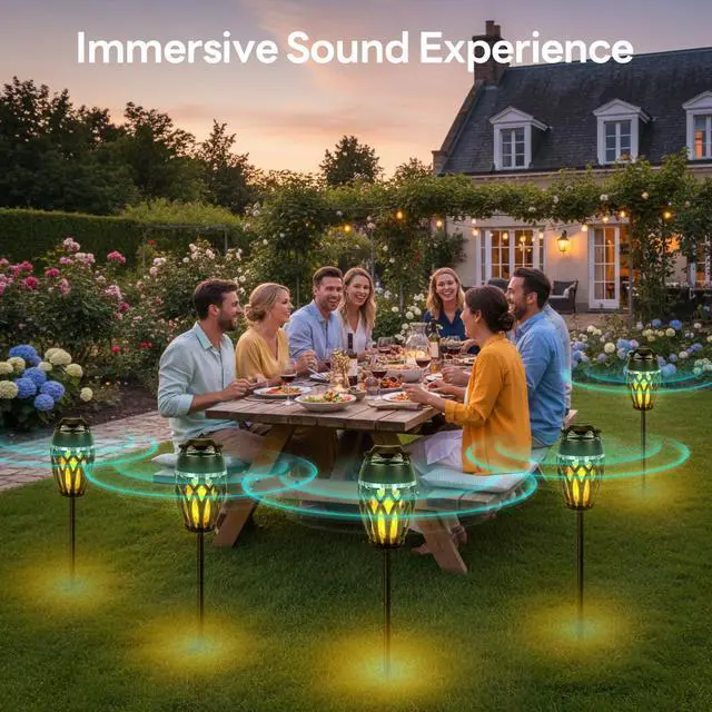 Alt view image 2 of 7 - 2 Pack Outdoor Speakers with Lights, Mens Gifts for Birthday, IPX6 Waterproof Portable Bluetooth Speaker, HD Stereo Sound Wireless Speaker for Party Patio Deck Porch Backyard RV, Cool Gadget for Him