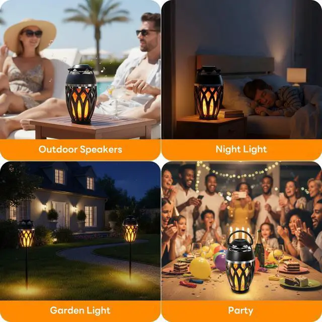 Alt view image 4 of 7 - 2 Pack Outdoor Speakers with Lights, Mens Gifts for Birthday, IPX6 Waterproof Portable Bluetooth Speaker, HD Stereo Sound Wireless Speaker for Party Patio Deck Porch Backyard RV, Cool Gadget for Him