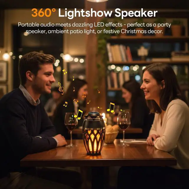 Alt view image 6 of 7 - 2 Pack Outdoor Speakers with Lights, Mens Gifts for Birthday, IPX6 Waterproof Portable Bluetooth Speaker, HD Stereo Sound Wireless Speaker for Party Patio Deck Porch Backyard RV, Cool Gadget for Him