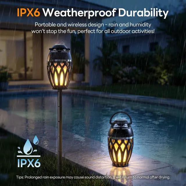 Alt view image 7 of 7 - 2 Pack Outdoor Speakers with Lights, Mens Gifts for Birthday, IPX6 Waterproof Portable Bluetooth Speaker, HD Stereo Sound Wireless Speaker for Party Patio Deck Porch Backyard RV, Cool Gadget for Him
