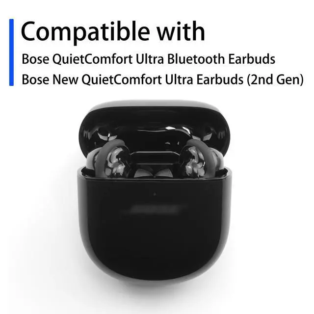 Alt view image 2 of 5 - Replacement Ear Tips for Bose QuietComfort Ultra 1&2 Wingtips | Anti-Slip Silicone Ear Wings Covers Eartip Accessories, 3 Pairs of Stability Bands (Black, Assorted S/M/L)