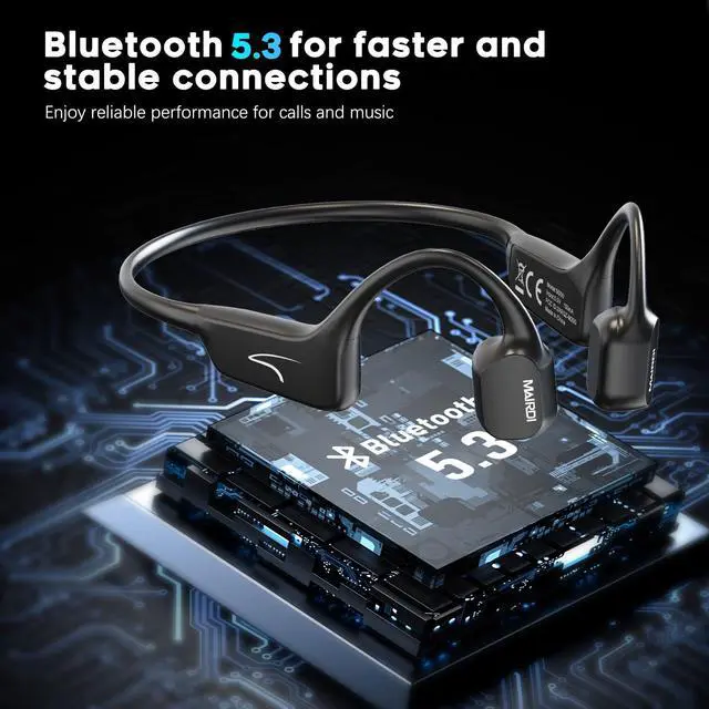 Alt view image 3 of 7 - Bone Conduction Headphones with Microphone, Open Ear Wireless Headphones Bluetooth 5.3,10Hr Playtime, Sports Earphones with Mic, Running Cycling Hiking