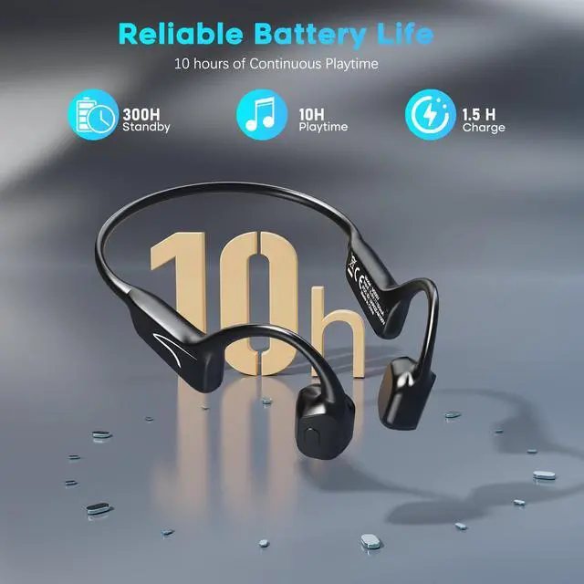 Alt view image 4 of 7 - Bone Conduction Headphones with Microphone, Open Ear Wireless Headphones Bluetooth 5.3,10Hr Playtime, Sports Earphones with Mic, Running Cycling Hiking