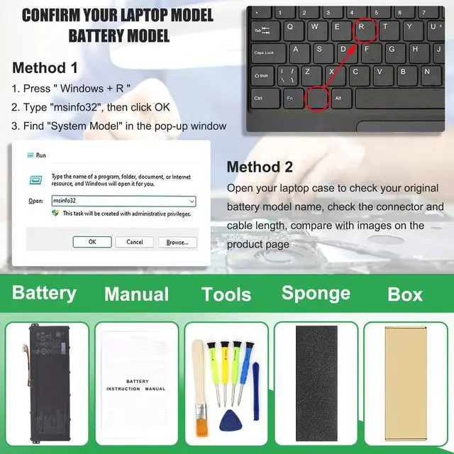 Alt view image 4 of 7 - AP23A8L Laptop Battery Replacement for Aspire Go 15 AG15-31P Aspire 3 A315-24P A317-55P Extensa 15 EX215-23 Series Notebook 11.28V 53.05Wh 4703mAh