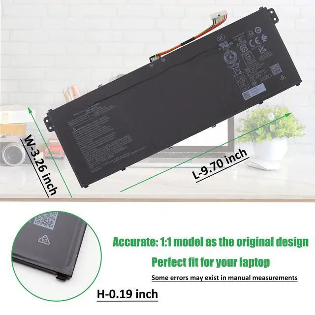 Alt view image 5 of 7 - AP23A8L Laptop Battery Replacement for Aspire Go 15 AG15-31P Aspire 3 A315-24P A317-55P Extensa 15 EX215-23 Series Notebook 11.28V 53.05Wh 4703mAh