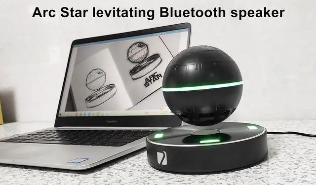 Alt view image 3 of 7 - Arc Star Floating Speaker | Bluetooth and NFC | Smartphone Charger | 360° Sound