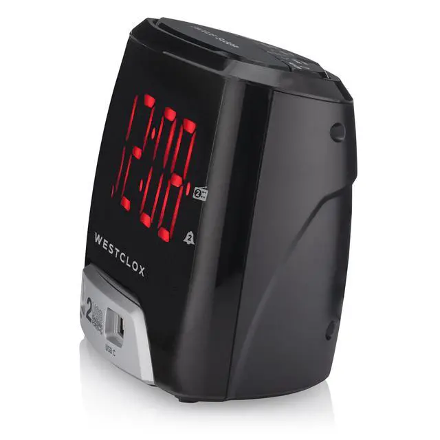 Alt view image 2 of 7 - Large 1.4 Red LED Digital FM Clock Radio with Dual USB A & C Charging Ports, Adjustable Brightness, Dual Alarms & Sleep Timer Modern Alarm Clock for Bedroom, Home, or Office (Black)