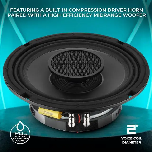 Alt view image 4 of 7 - PRO-HY8.2MSL 8" Hybrid Slim Loudspeaker with a 1" Compression Driver Horn, 8" Shallow Hybrid Coaxial Mid-Range w/Driver