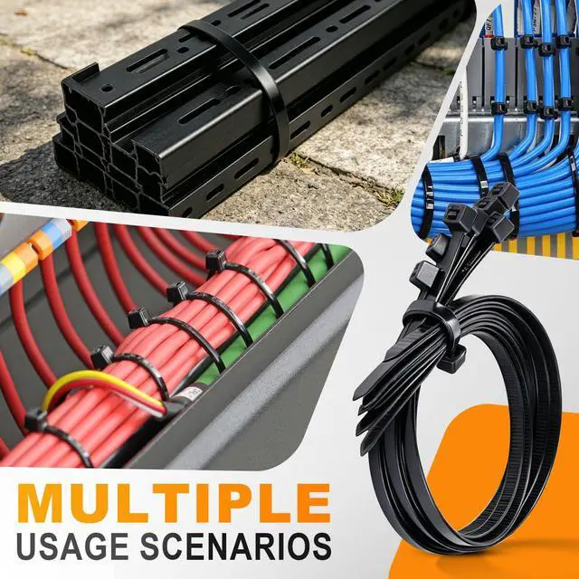 Alt view image 6 of 6 - 8 Inch Zip Ties,1000 Pcs,0.19in Width,60LBS Black Cable Ties | Self-Locking,Premium Nylon66, 60lb Tensile Strength, UV Resistant, Indoor Outdoor Multipurpose