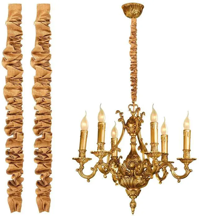Main image of 2 Pack 6ft Fabric Cord Cover for Chandelier Chain Sleeve, Imitation Jute with Hook and Loop Closure, Cable Management for Electrical Wires, Lamp and Swing Chain Cover for Home Decor