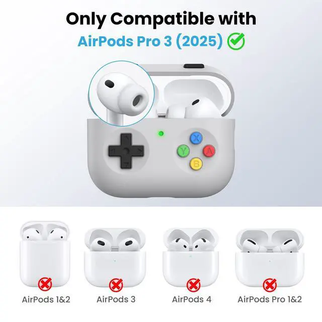 Alt view image 2 of 7 - for AirPods Pro 3 Case(2025) Silicone Game Console Design Case for Apple AirPods Pro 3rd Generation, 3D Button Airpod Pro 3 Cover for Men Women