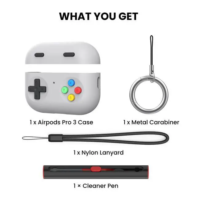Alt view image 7 of 7 - for AirPods Pro 3 Case(2025) Silicone Game Console Design Case for Apple AirPods Pro 3rd Generation, 3D Button Airpod Pro 3 Cover for Men Women