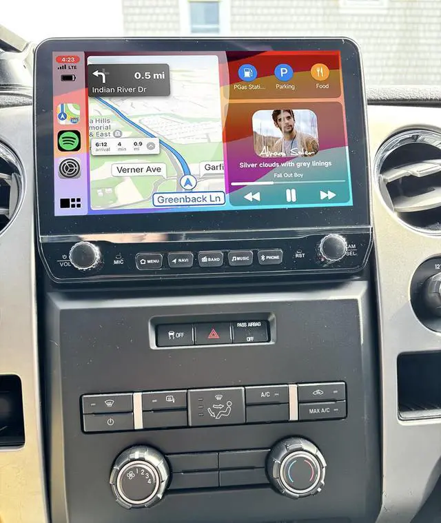 Alt view image 5 of 7 - Car Radio Stereo for Ford F150 2009 2010 2011 2012 2013 2014 with Wireless Carplay Android Auto 10inch Touchscreen Navigation Bluetooth/GPS/5G WiFi/Backup Camera/SWC/Volume Knob/FM