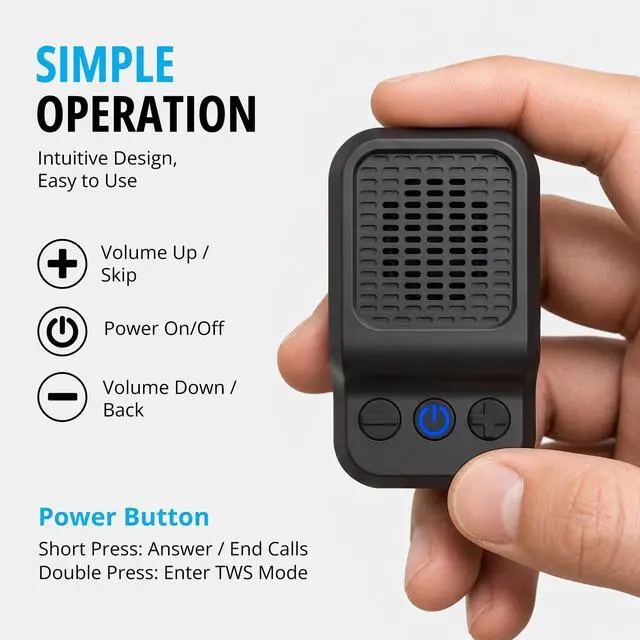 Alt view image 7 of 7 - Wearable Bluetooth Speaker, Magnetic Clip-On Portable Speaker | Built-in Mic for Hands-Free Music/Calls, TWS, IP65 Waterproof Mini Speaker for Work, Golf, Hiking and Jobsite