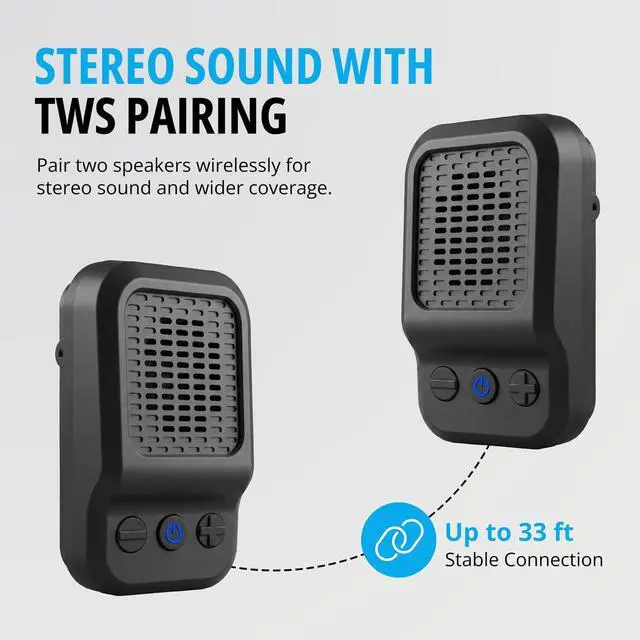 Alt view image 6 of 7 - Wearable Bluetooth Speaker, Magnetic Clip-On Portable Speaker | Built-in Mic for Hands-Free Music/Calls, TWS, IP65 Waterproof Mini Speaker for Work, Golf, Hiking and Jobsite
