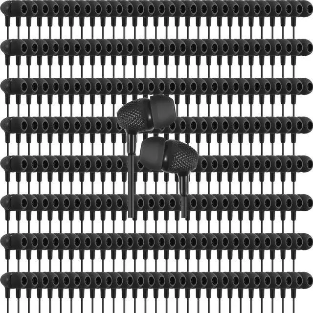 Main image of 250 Pack Earbuds Bulk Kids Earbuds Headphones Classroom Earphones with Wire Ear Headphones for Schools Classrooms Libraries Children Students Gift (Black)