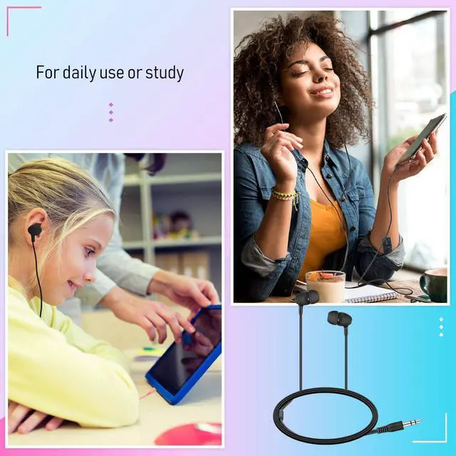 Alt view image 4 of 7 - 250 Pack Earbuds Bulk Kids Earbuds Headphones Classroom Earphones with Wire Ear Headphones for Schools Classrooms Libraries Children Students Gift (Black)