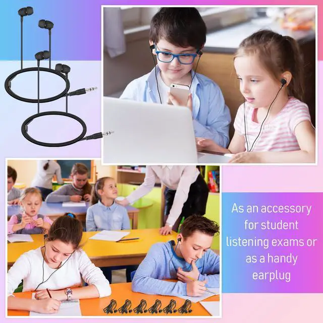 Alt view image 7 of 7 - 250 Pack Earbuds Bulk Kids Earbuds Headphones Classroom Earphones with Wire Ear Headphones for Schools Classrooms Libraries Children Students Gift (Black)
