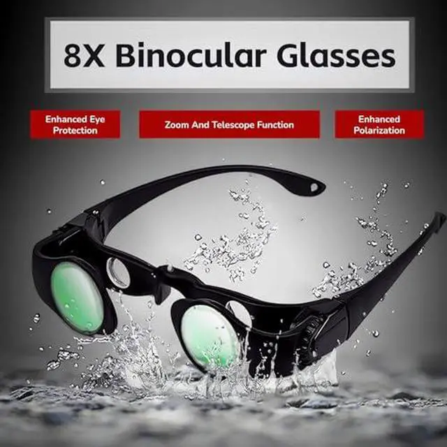 Alt view image 2 of 7 - Hands Binocular Glasses, 8X Professional Binocular Glasses for Fishing, Bird Watching, Sports, Concerts, Theater, Portable Telescope Opera Glasses with 2 Polarized Lenses