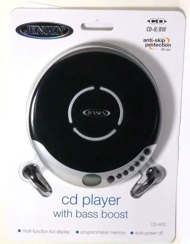 Alt view image 4 of 4 - CD-60R Personal Portable CD Player, FM Radio, 60 Second Anti Skip, Bass Boost, Earbuds Included