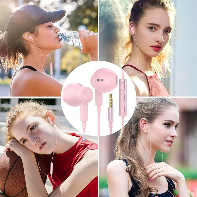 Alt view image 7 of 7 - 3.5mm Headphone Wired Earbud with Mic for School Computer PC, Pink | Wired Earphones HiFi Stereo Clear Call Magnetic Ear Buds Wire for Samsung A25/A15/A14/S10/A12/Switch/MP3/Kindle